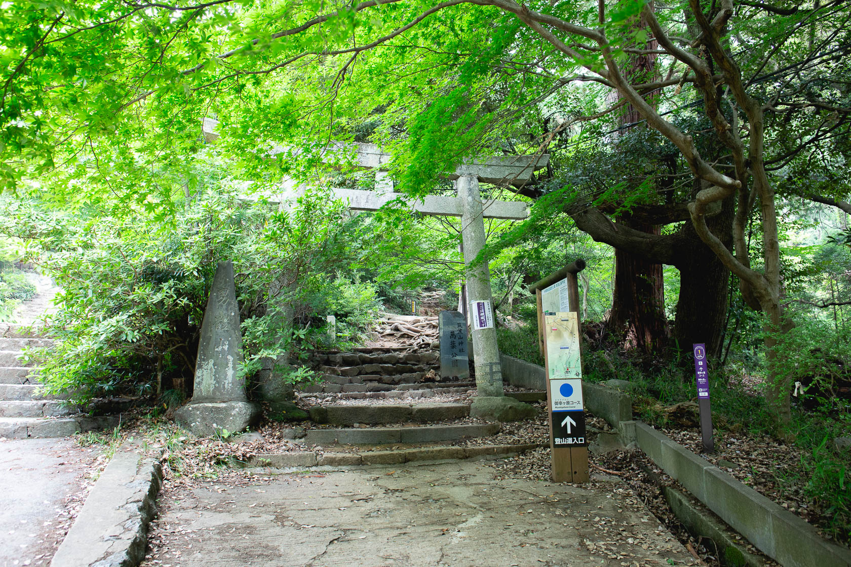 登山道は、筑波山神社を抜けて、ケーブルカー乗り場へ行く途中の脇道からスタート。